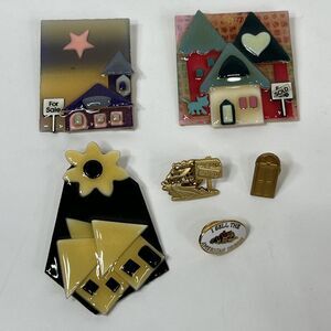 House Pins by Lucinda Lot For Sale Sold Sign Brooch Cat Sun AJC Real Estate